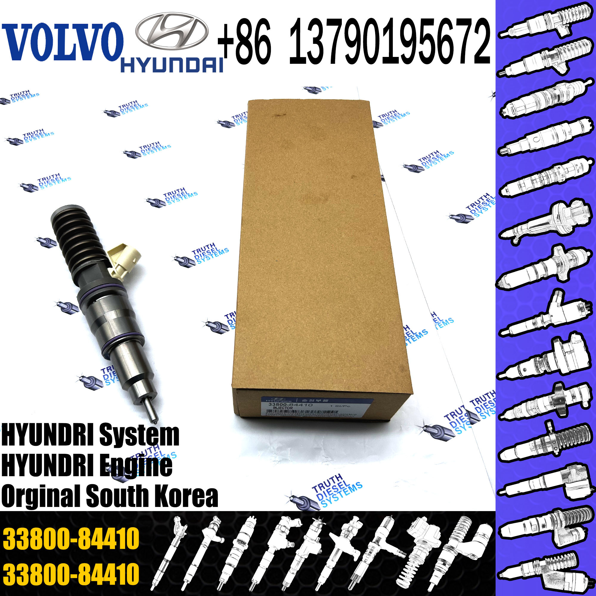 New Diesel Fuel Injector 33800-84410 BEBE4C09102 injector 33800-84410 for VOL HYUNDAI