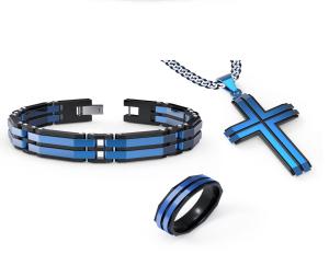 Wholesale Custom Mens Stainless Steel Jewelry Set Necklace Bracelet And Ring Set from china suppliers