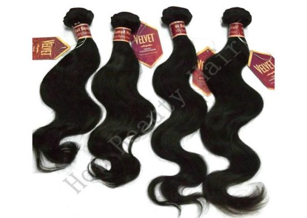 Body Wave Virgin Human Hair Extensions Natural Black / Brown Color