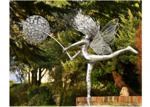 China Large Garden Decoration Stainless Steel Fairy And Dandeline Sculpture on sale