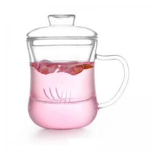 Wholesale Heat Resistant Glass Tea Infuser Cup Filtering Thicker Flower Tea Cup With Handle from china suppliers