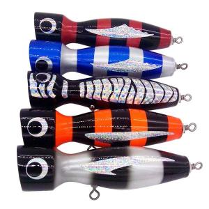 Wholesale 3D eyes multi color 130mm 70g hard wood body handmade fishing popper wooden fishing lure wholesale from china suppliers