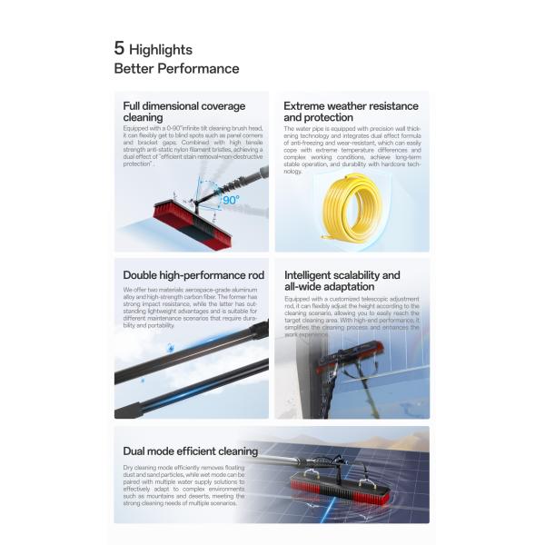 Manual Telescopic Rod Water Fed Pole Rooftop Solar Panel High Glass Window Washing
