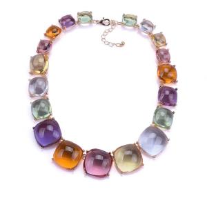 Wholesale Colorful Acrylic Gems Necklace in Fashionable Design with Gold Plated Alloy from china suppliers