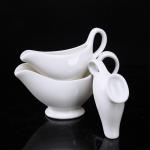 Irregular SAVALL White Porcelain Gravy Boat Ceramic Gravy Jug
