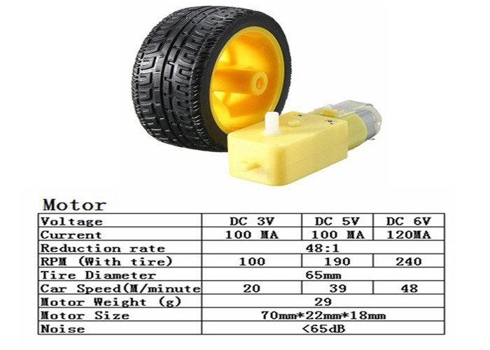Yellow DC Gear Motor 3V - 6V For Intelligent Car TT Robot Bi - Directions Rotation
