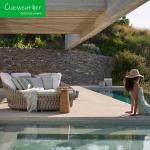 Outdoor Furniture Rattan Round Bed for Villa Sun Room Courtyard Sofa Bed Beach