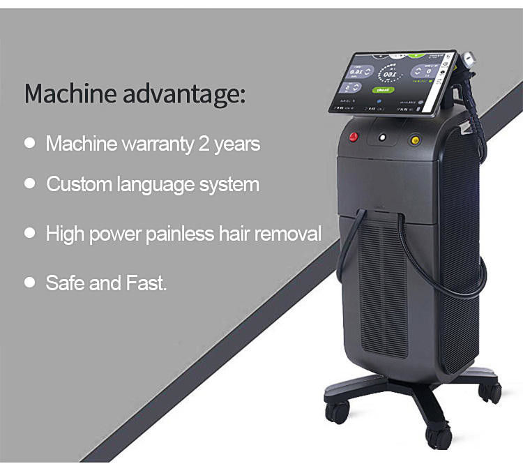 755nm 1064nm 808nm Diode Laser Hair Removal Machine Painless
