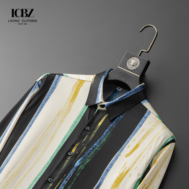Solid Color Chinese Collar Men's Dress Shirts in Cotton for Dressy and Casual Outfits