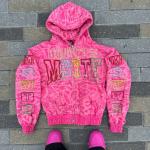 Custom Logo Heavyweight Cotton All Over Print Acid Washed Vintage Distressed