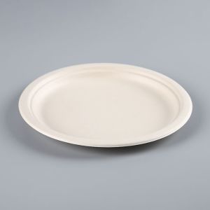 Eco-friendly Retail Shrinking Package Sugarcane Round Plates Biodegradable