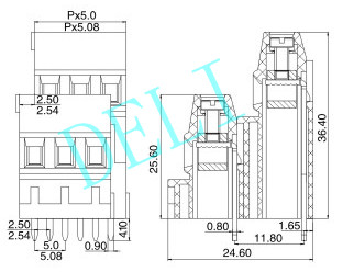 led terminal block DL128BB-XX-5.0/5.08 Pitch 5mm 5.08mm