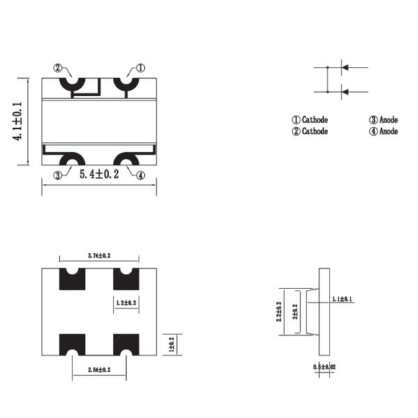 5.4x4.1x1.1mm Receiver 730nm -1100nm IR SMD Receiver Tube for Security Alarm Detectors