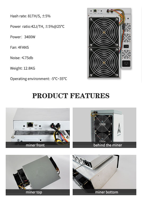 42J/T Bitcoin Avalon A1166 Pro 81TH/S Canaan Avalon BTC Miner Fan Heat Dissipation