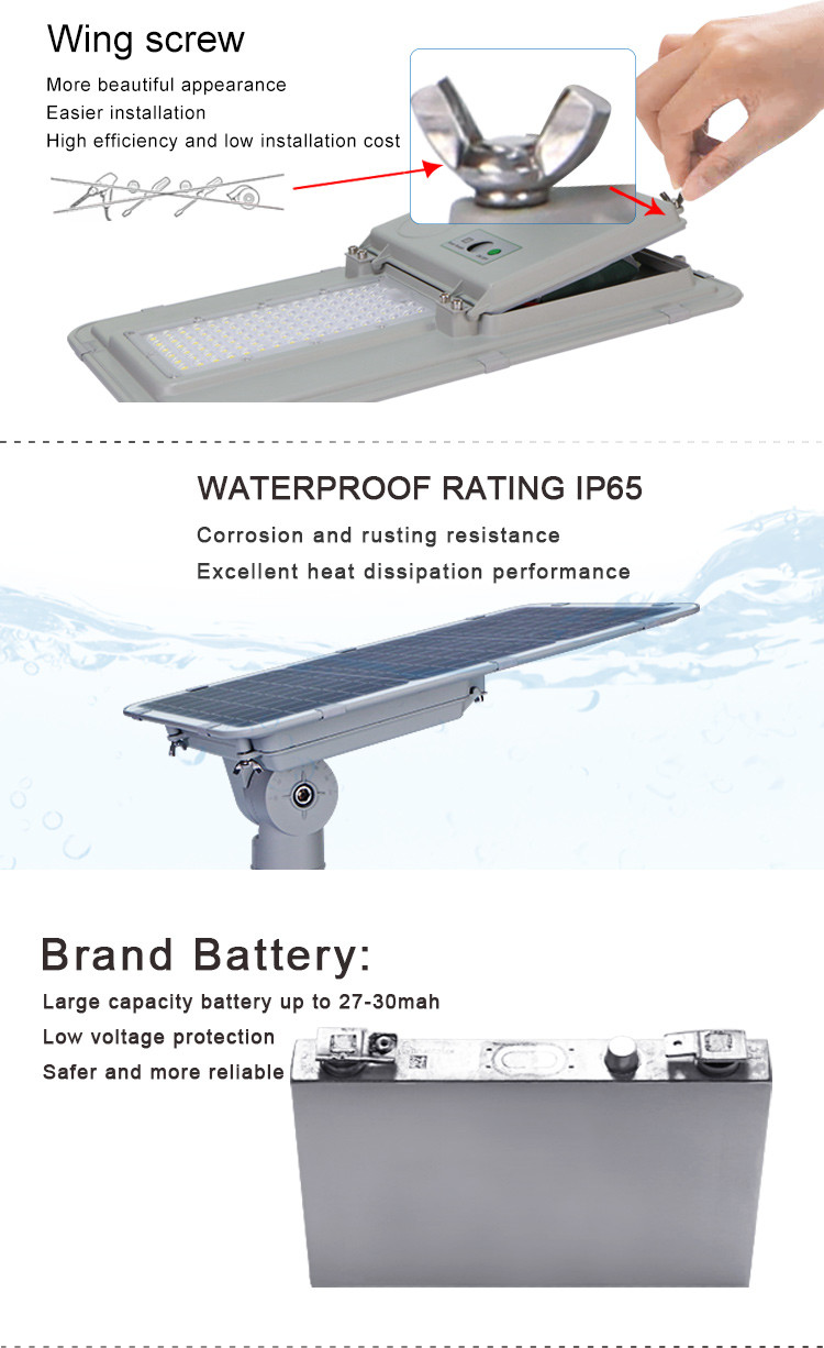 Cri80 Solar Street Light All In One 6000k 20w 60w 200w 300w