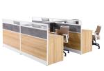 280cm MFC Office Computer Desk American Walnut Color / Four Staff Workstation