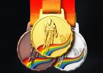 Cycle Racing Metal Custom Sports Medals And Ribbons 110 Gram For Championship