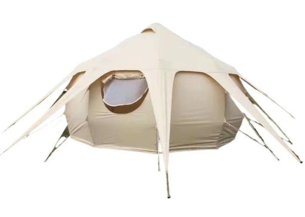 Waterproof 3000MM Coated 285G Beige Color Cotton Outdoor Lotus Camping Tents 5*5