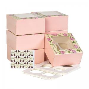China FSC Certificate 16cm Paper Carton Box , Mini Cupcake Gift Boxes With Window on sale