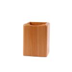 Square shaped Beech wooden pen holder