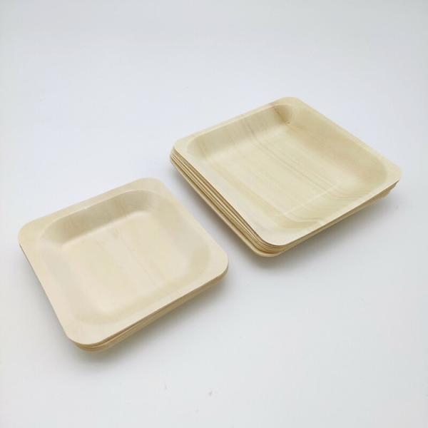 Square Eco Friendly Birch Disposable Wooden Tableware For Sushi Fish Ball Dim