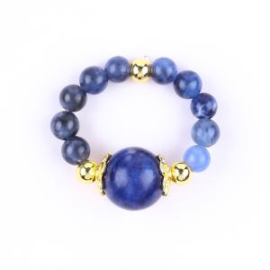 Wholesale Natural Crystal 4MM Blue Sodalite Copper Gold Plating Elastic Rope Ring For Jewelry Gift from china suppliers