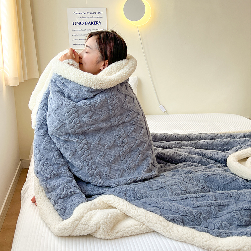 Blanket Solid Color Super Soft Thick Flannel Sherpa Fleece Blanket for Your Customer