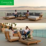 Outdoor Foam Cushion Teak Wood Patio Furniture Set with Modern Wooden Couch