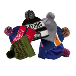 Wholesale 62cm Knitted Pom Beanie Hat Acrylic Cuff Knitted Jacquard Beanie Caps from china suppliers