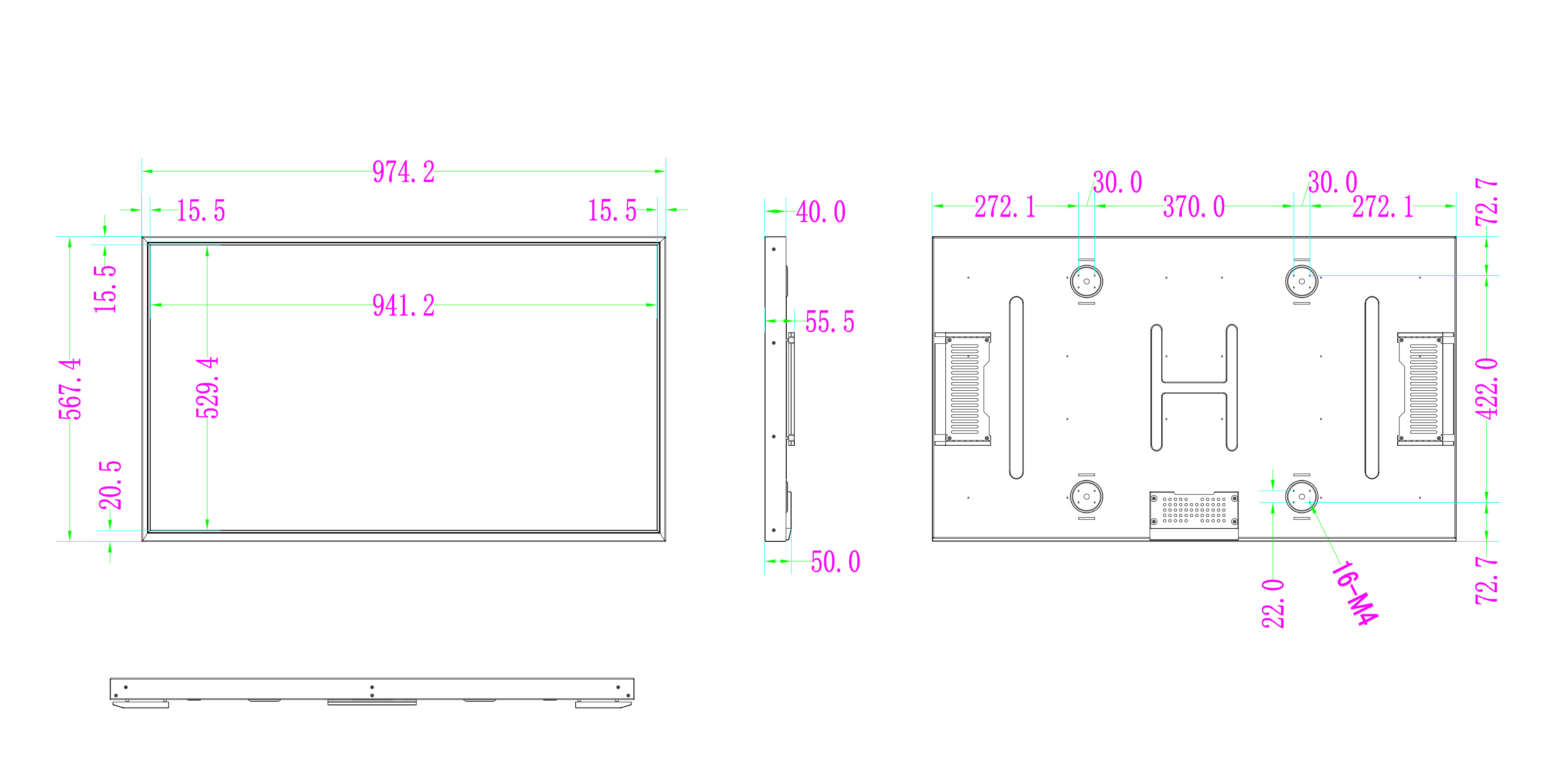 43 Inches High Tni LCD 2500cd/M2 TFT LCD Module Panel High Brightness