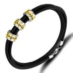 75MM 304 Stainless Steel Leather Mens Engraved Bracelets