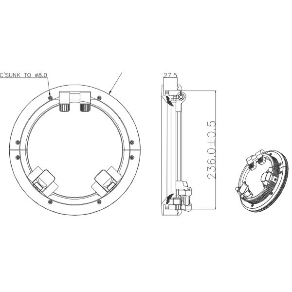 31mm Thick Aluminum Acrylic Marine Window Round Boat Access Hatch UV Resistant