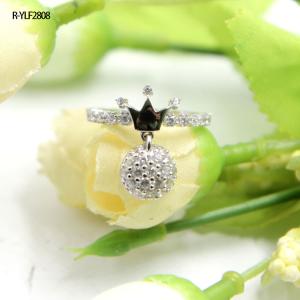 Wholesale Moissanite Princess Crown Ring 18K White Gold Dangle Stacking Promise Band Curved Shank Statement Ring Gift from china suppliers
