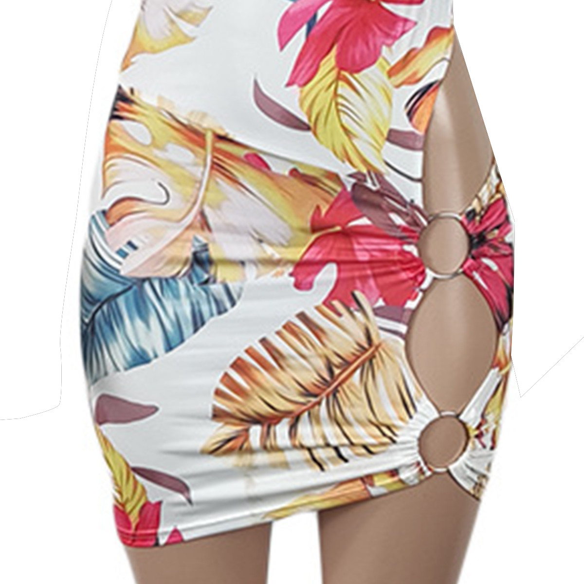 Women'S Printed Sexy XXL One Shoulder Beach Dress