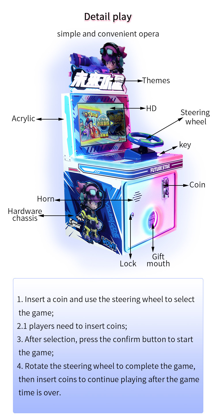 New Coin Operated Arcade Game Machine , Children'S Single Player Racing Game Machine