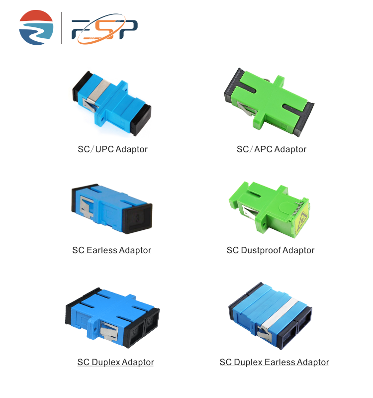 Earless Dustproof Quad SC Fiber Optic Adapter with APC UPC PC PBT Material 1 Port/2 Ports