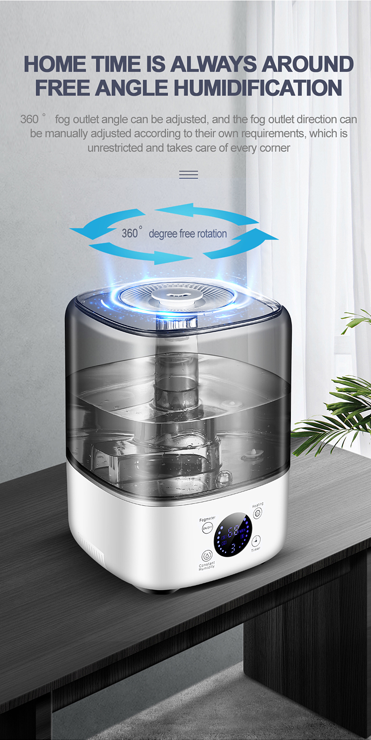 HOMEFISH BPA Free 5L Large Capacity Humidifier With UV Sanitizing Light Electric Plug
