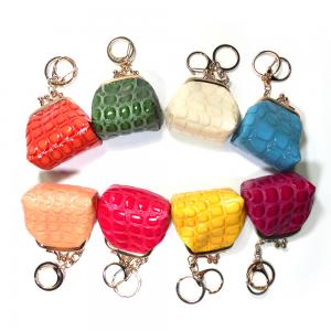 Wholesale No Zipper Coin Purse Wallet Keychain Engraved Logo Mini Bag Keyring from china suppliers