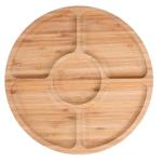 5 divided bamboo round food serving tray