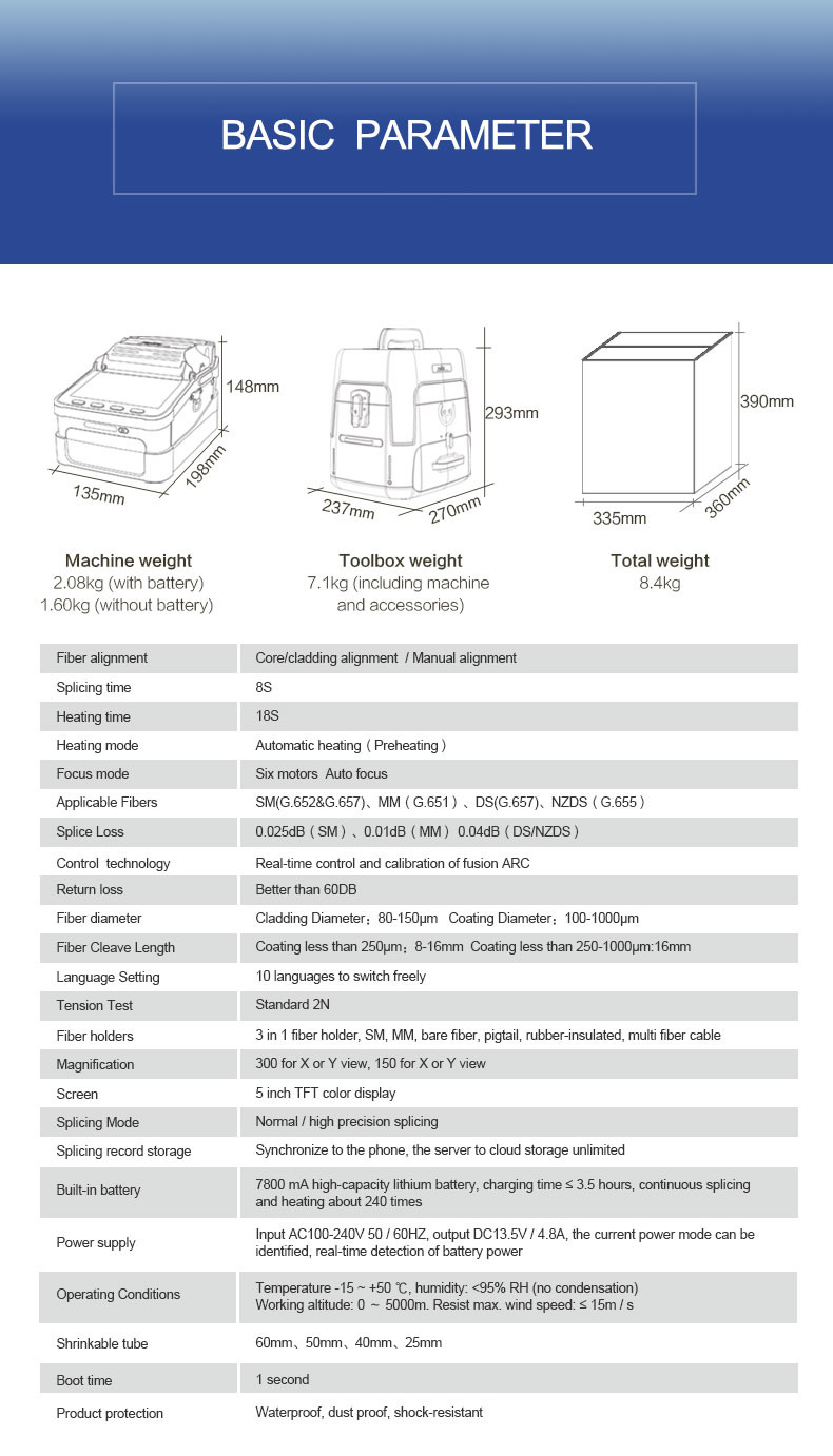 Automatic Fusion Splicing Machine , 7800Ah Fiber Optic Fusion Splicer