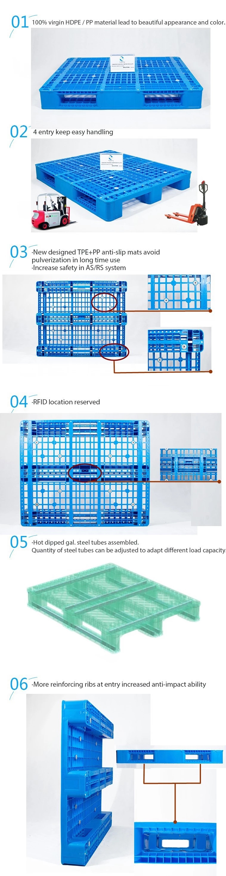 1200x800 heavy duty smooth pvc used hdpe plastic euro pallets for sale