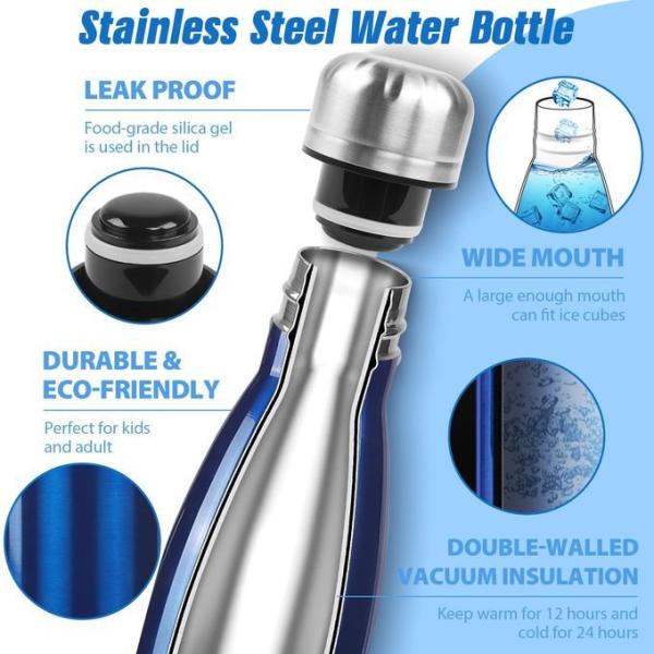 17oz Stainless Steel Water Bottles Vacuum Insulated Water Bottles Double Walled Powder Coated Reusable Metal Sports Water Bottles Keep Drinks Hot And