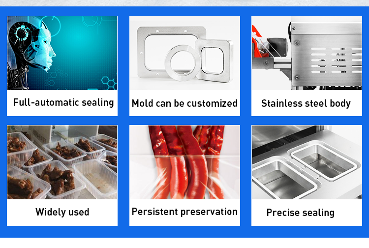 vacuum food plastic tray sealer/plastic meat container box packing machine/tray sealing machine with date printer