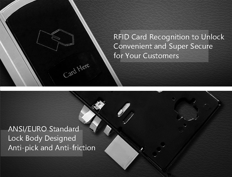 RFID Card Hotel Door Locks Big Data Capacity 200 IC Card Long Battery Life Span