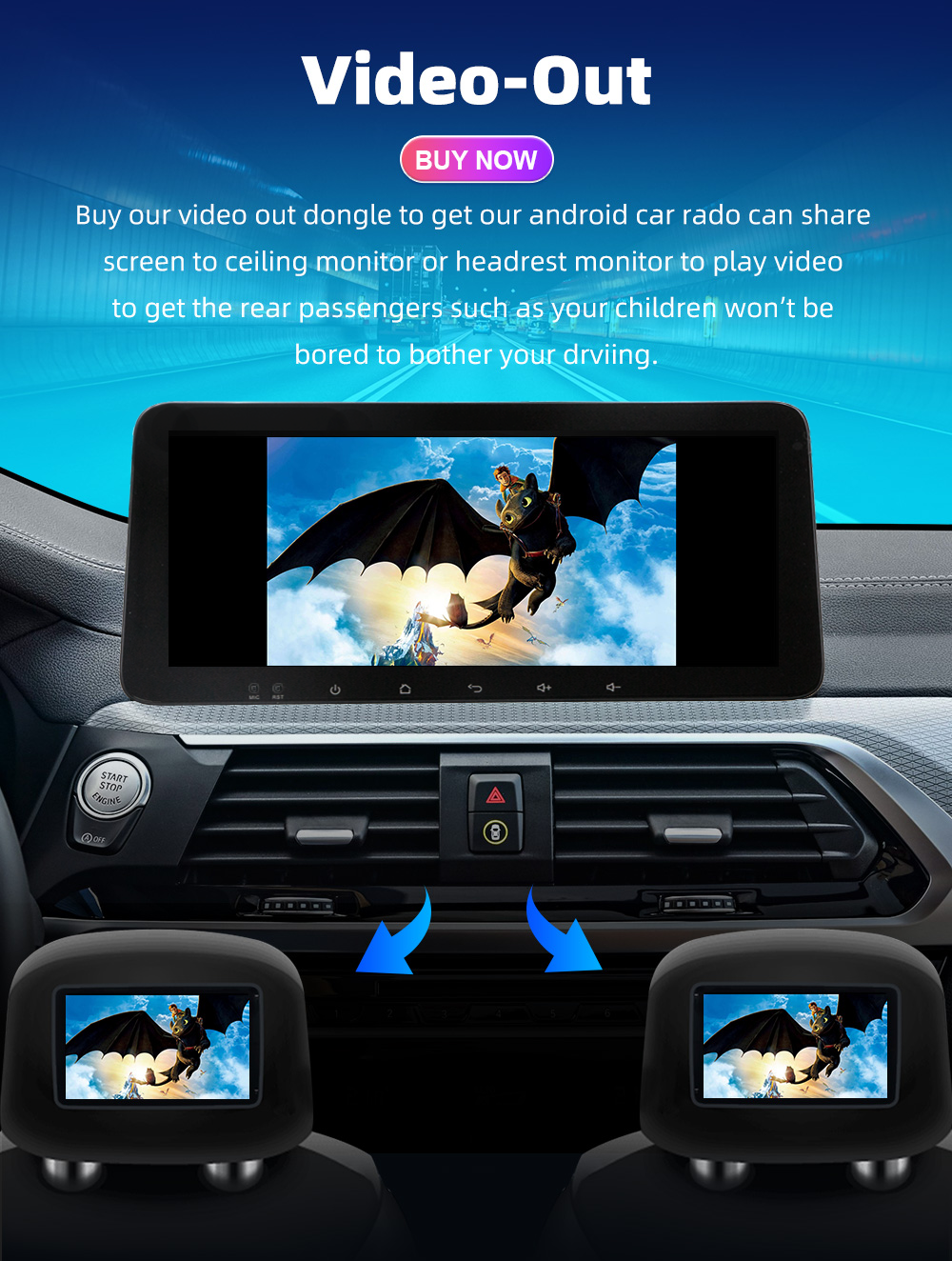 DVR 10" Android 13 Car Stereo with 10.33" Touch Screen GPS Wifi DVD Player and Camera