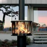 Black Ceiling Mounted Suspended Fireplace Indoor Heater Wood Burning Stove