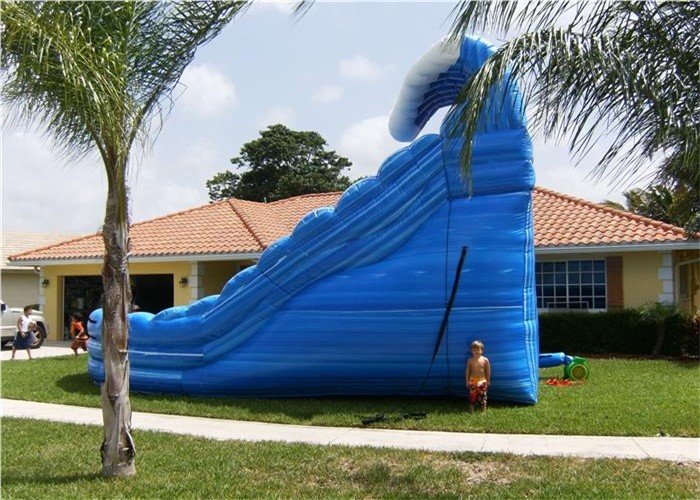 Inflatable Water Slide , Blue Used Inflatable Commercial Water Slide For Rent