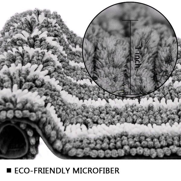 Water Absorbent Black Chenille Bath Rug Anti Skid Luxurious Loop Chenille Bath