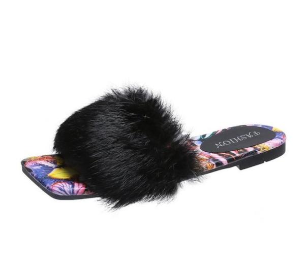White Custom soft raccoon fur slipper Wholesale price real fur slipper New
