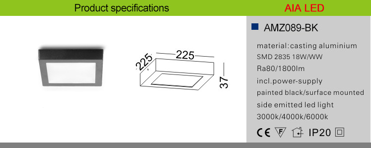 AC85V-265V Surface mounted white 18W LED panel light/D design
